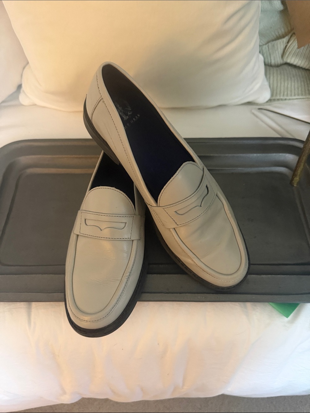 Cole Haan Gray Leather Penny Loafers
